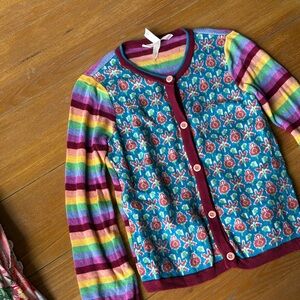 Rainbow striped cardigan sweater